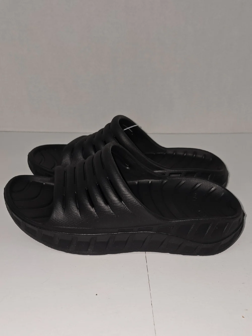 Kuailu Men's Black Slide Sandals - Comfortable Everyday Slip-Ons Size 10